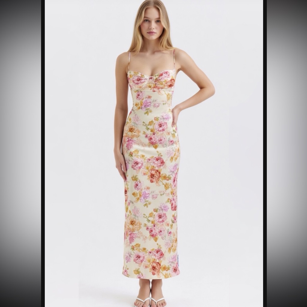 House Of Cb 'Josefina' Ivory Floral Maxi Dress/Size Xsmall-Us2-4 $239